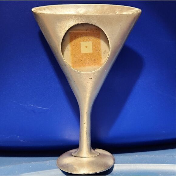 🔸️NWT Mi Amore  Pewter Martini Glass Shape Photo Frame Set of 2 - Picture 3 of 10